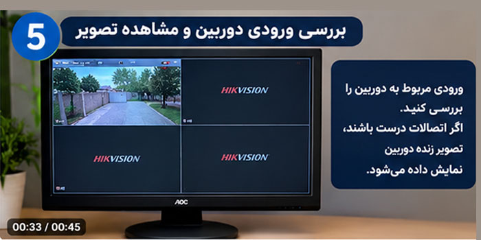 مشاهده تصویر دوربین مداربسته در مانیتور